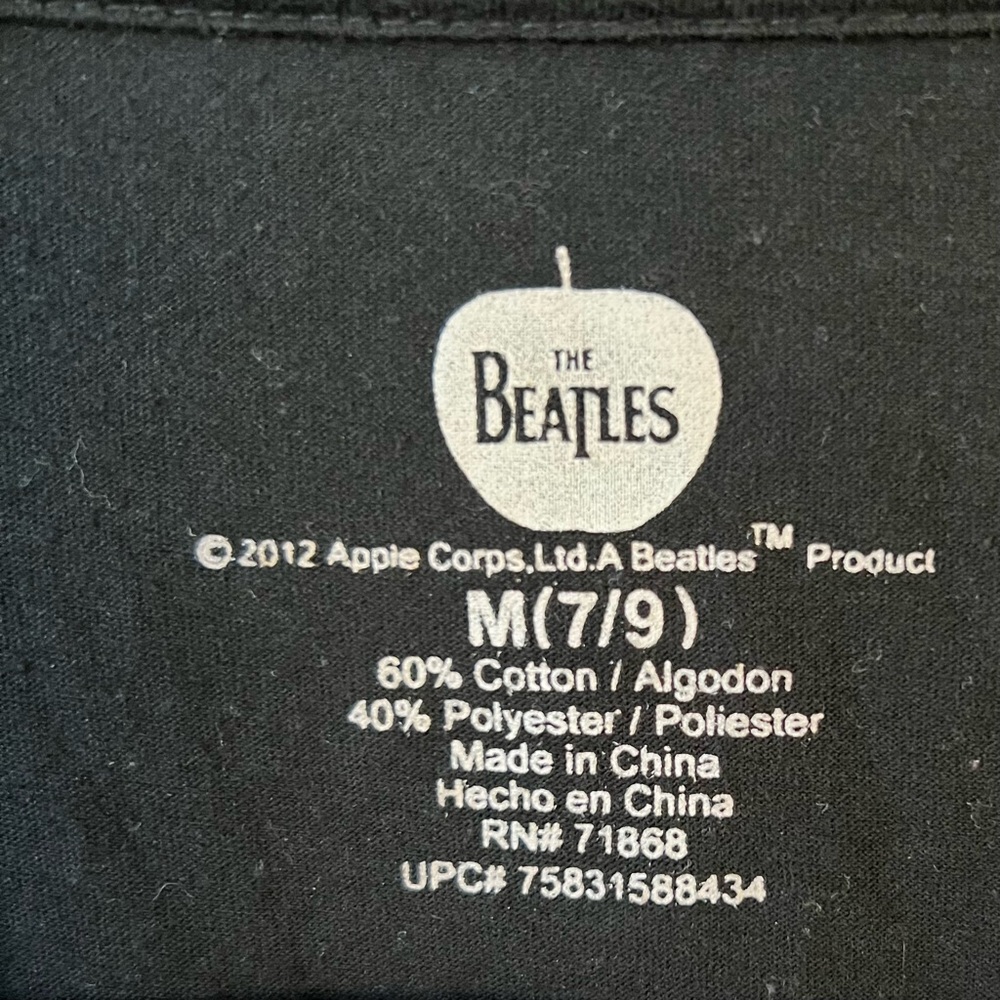 The Beatles Abbey Road Medium Fringe Top Black Cropped Band Tee Boho Rock Shirt - Picture 4 of 4
